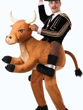 Ride-On Bull Costume - Brown Plush Bull with Horns